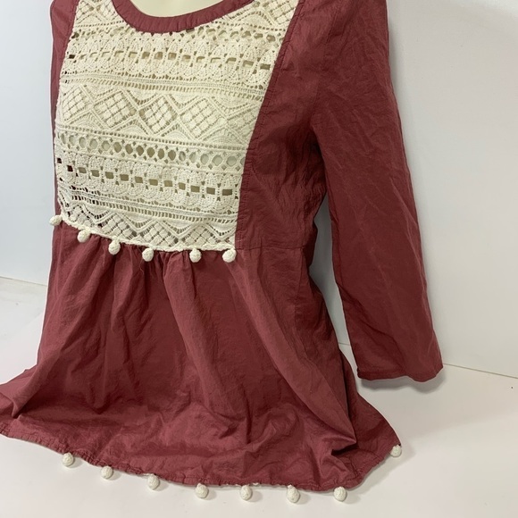 Umgee Boho Style Blouse with Pom Poms - Picture 4 of 7